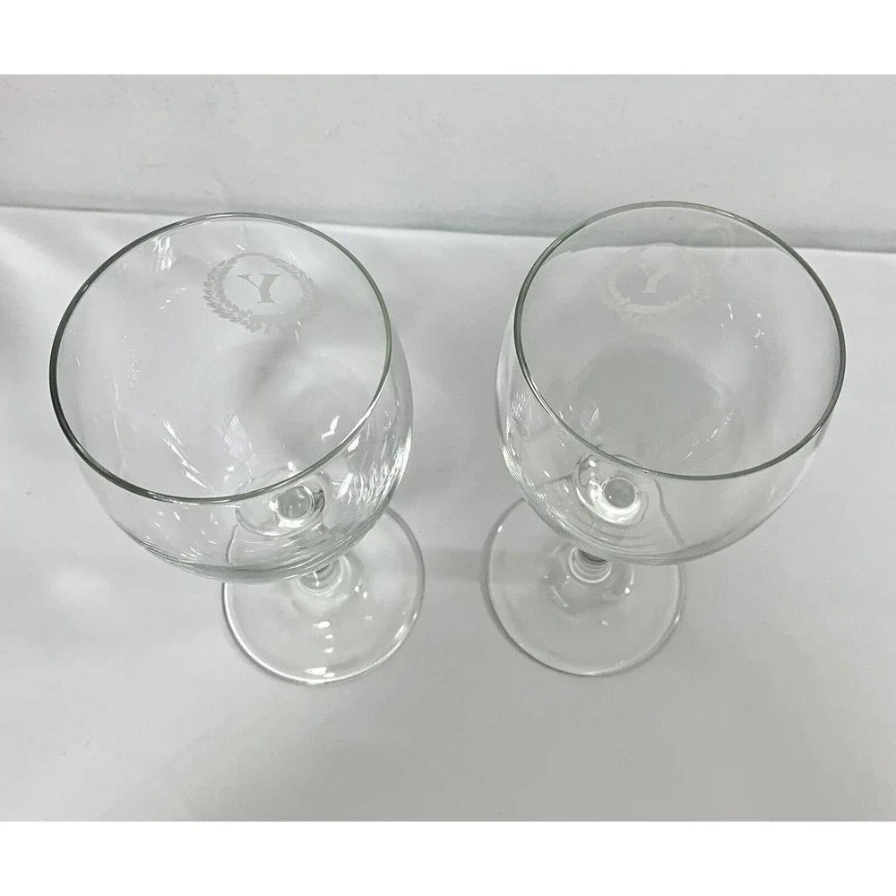 Two‎ Wine Glass Goblets Monogram Y Wedding Glasses Party Barware